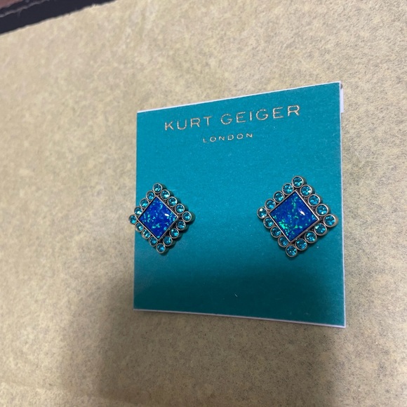 Kurt Geiger Blue Art Deco Earrings - Picture 4 of 6